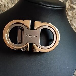 Salvatore Ferragamo Gold and Black Belt Buckle